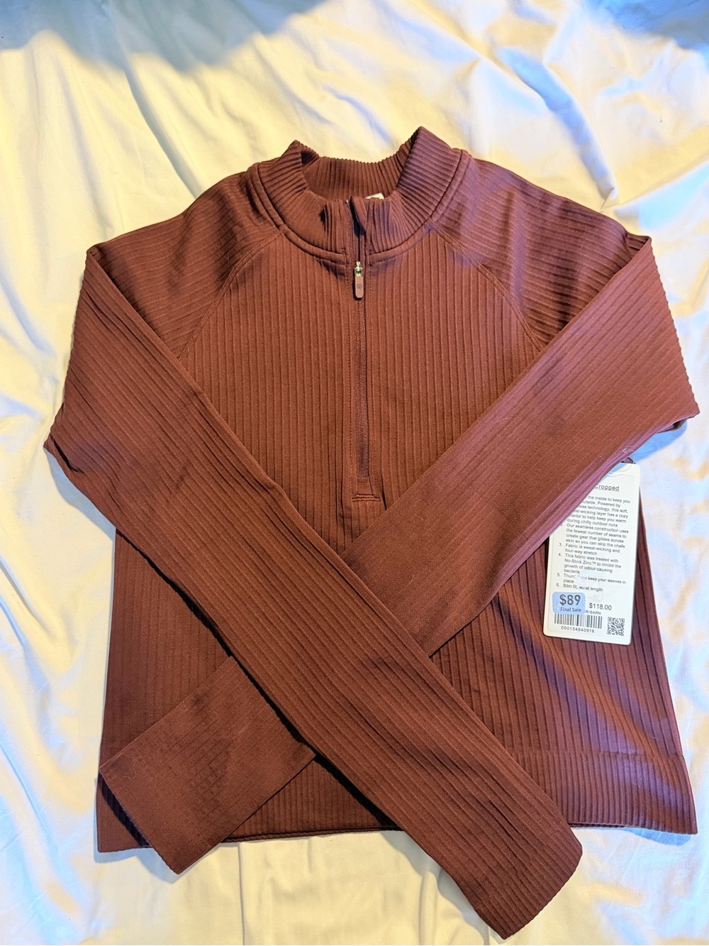 lululemon athletica Ribbed Half-Zip Pullover in Burgundy
